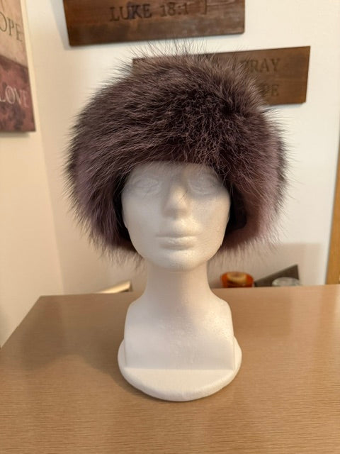 Raccoon fur pillbox hat
