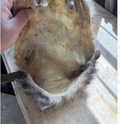 Tanned Possum Fur Bag With Beaded Rosette