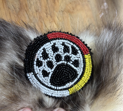 Tanned Possum Fur Bag With Beaded Rosette