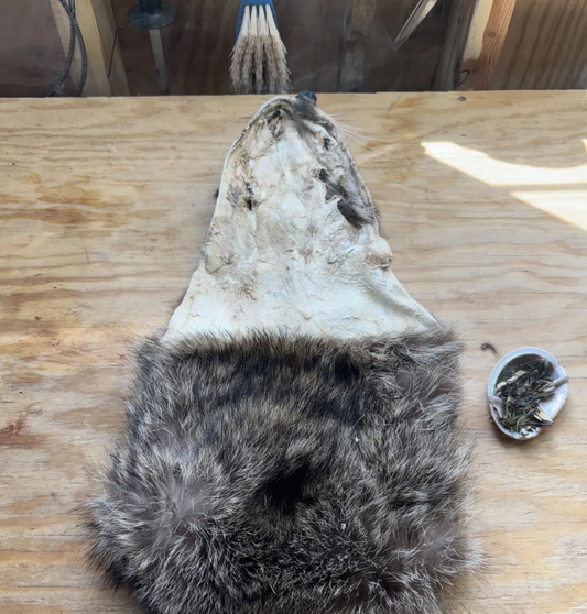Hand-Stitched Raccoon Fur Possibles Bag – Sinew Sewn, Black Felt Lined image 2